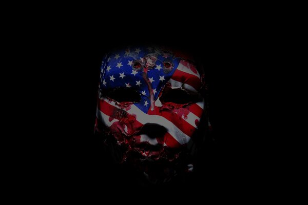 Gesichtsmaske im Video der amerikanischen Flagge