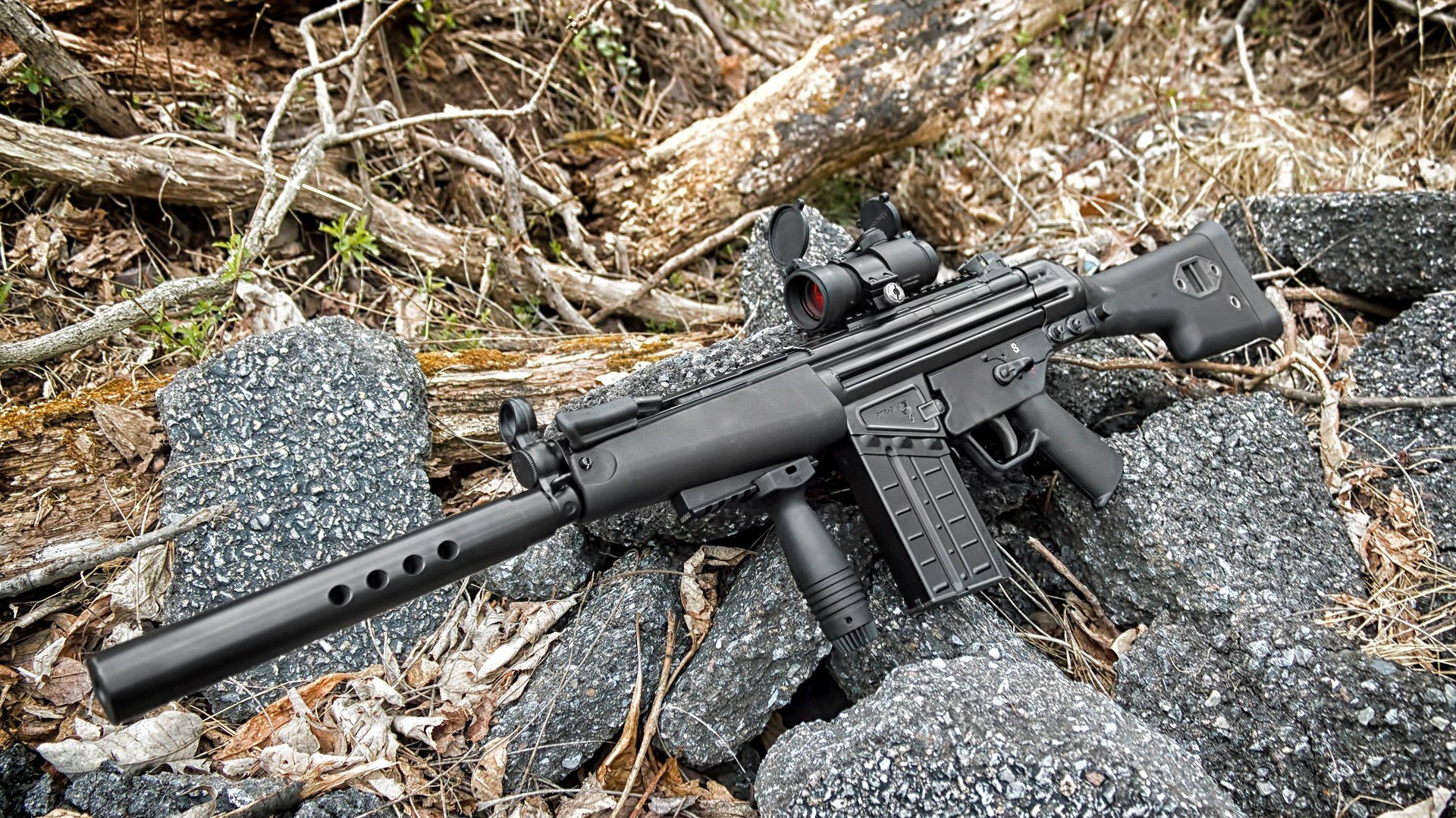 mp5 waffen steine reisig hk 51 schalldämpfer