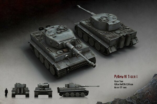 Verschiedene Positionen des Tigertanks