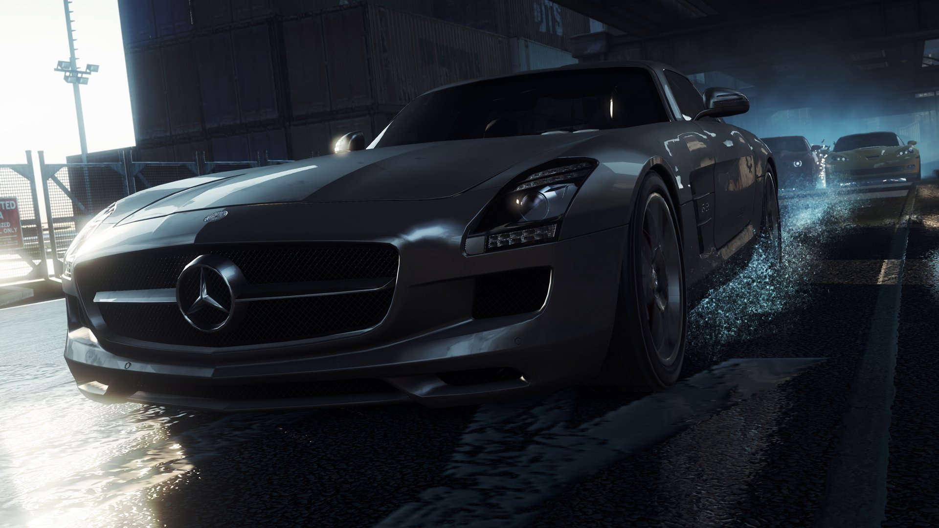 need for speed most wanted 2012 mercedes-benz sls amg rennen teuer scheinwerfer