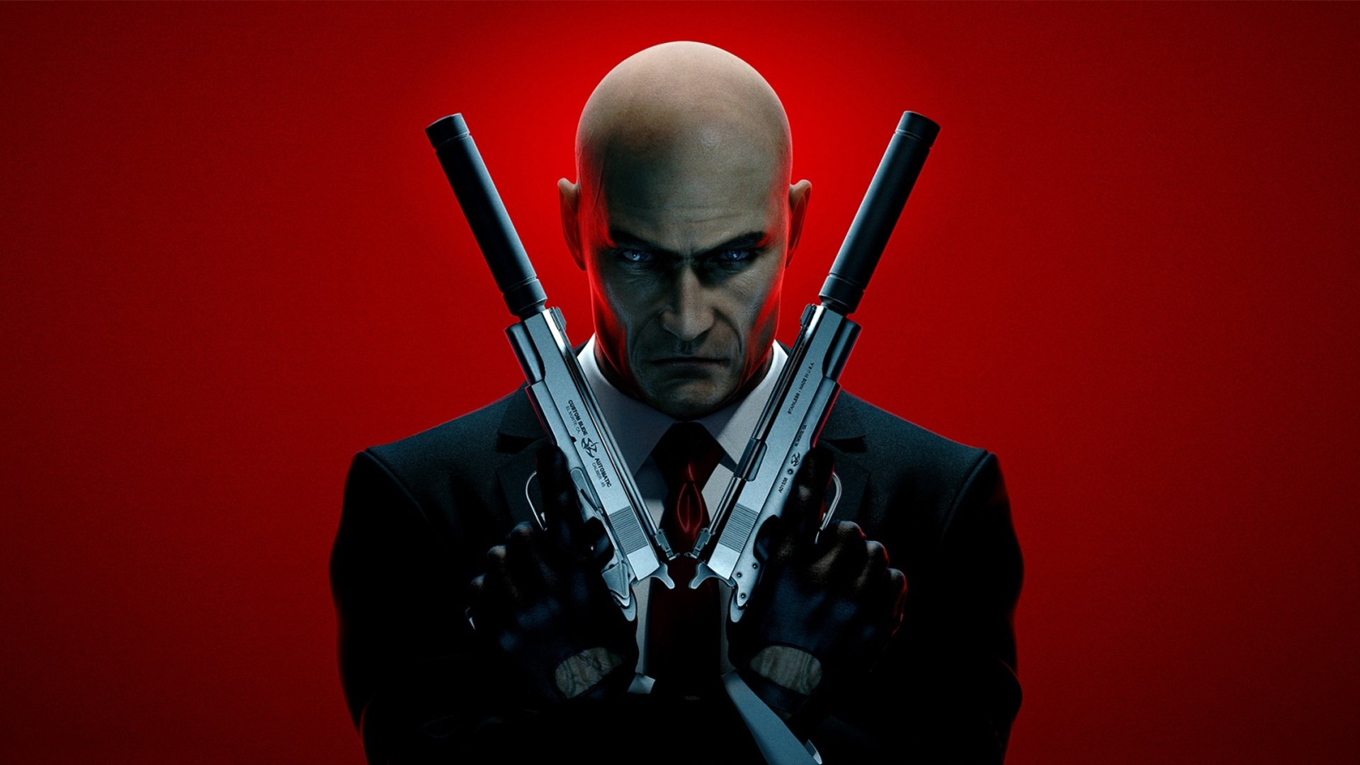 hitman : absolution auftragskiller agent 47 siebenundvierzig glatze handschuhe jacke krawatte waffe silverballer schalldämpfer