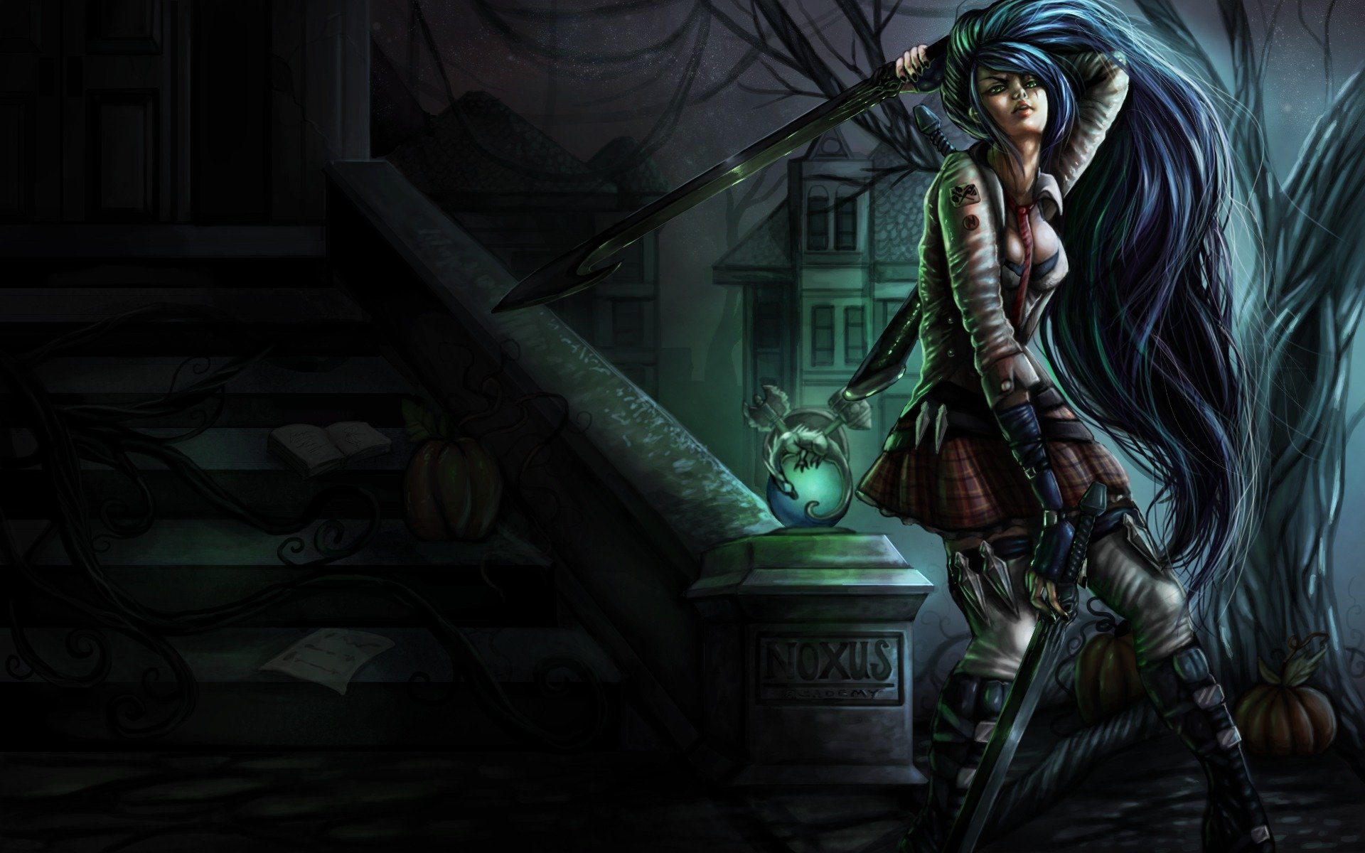 league of legends knoxus academy katharina mädchen schwert waffe stufen kürbis