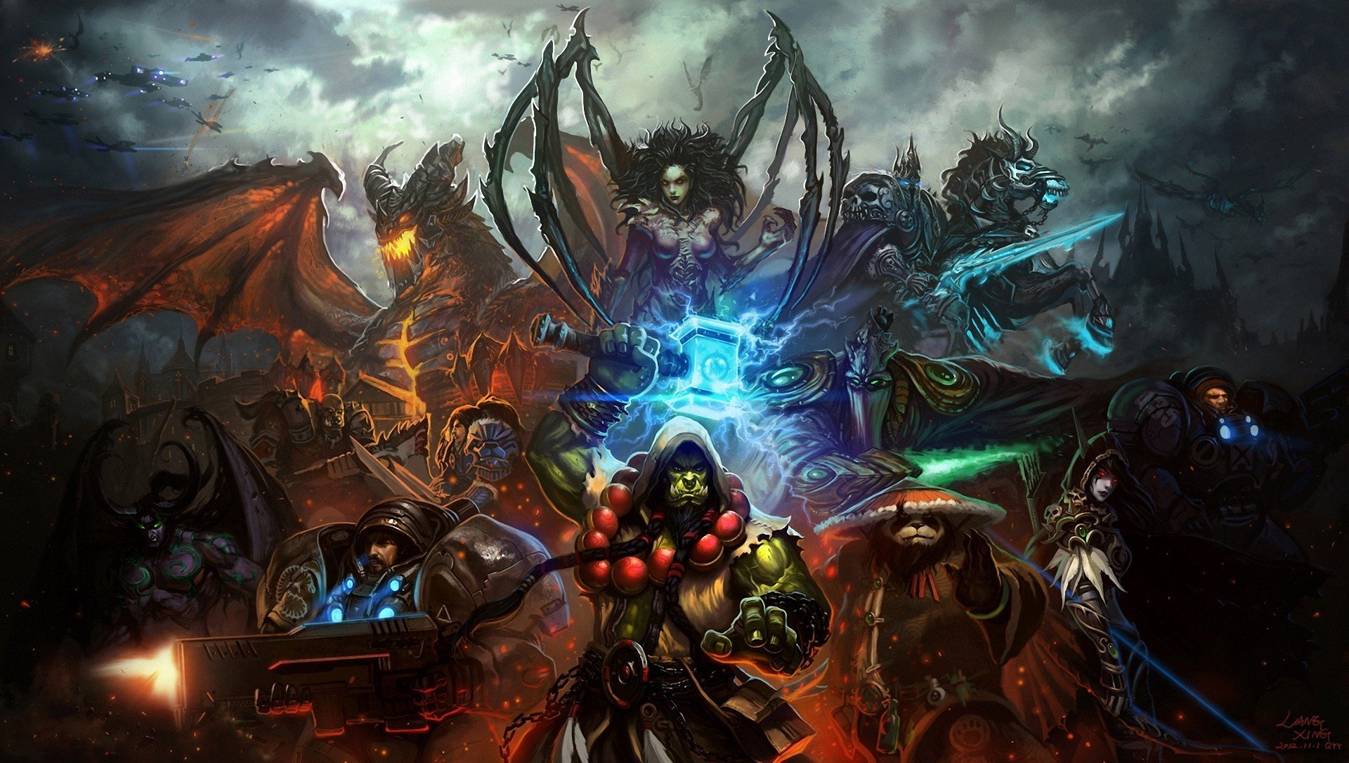 kunst liang xing world of warcraft pandaria-nebel starcraft charaktere ork panda sarah kerrigan waffen schiffe