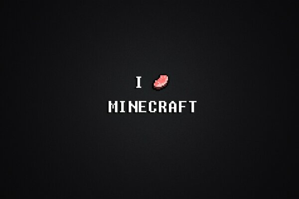 Die Inschrift in weißen Buchstaben Ich liebe Minecraft
