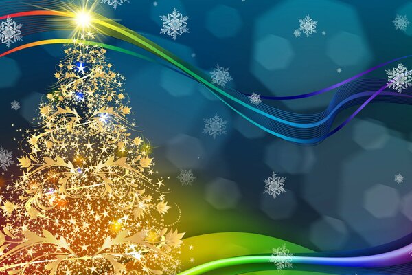 Der goldene Weihnachtsbaum ist der Traum der Kinder