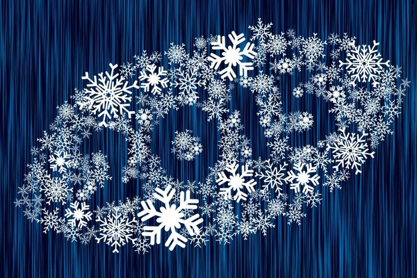 Schneeflocke 2015 auf blauem Hintergrund