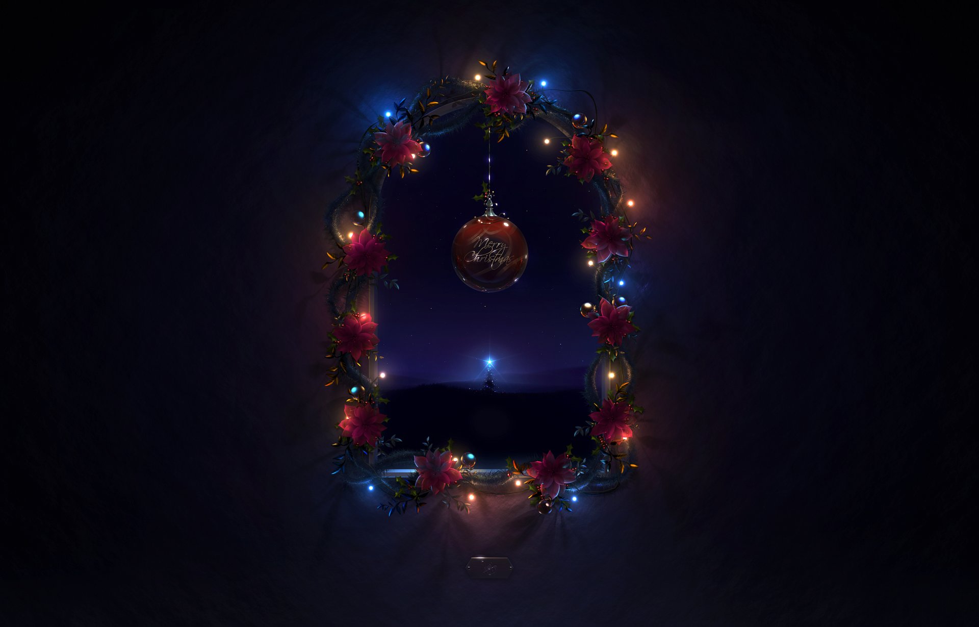 kunst neville dsouza weihnachten neujahr fenster kugel girlande nacht baum tanne lichter