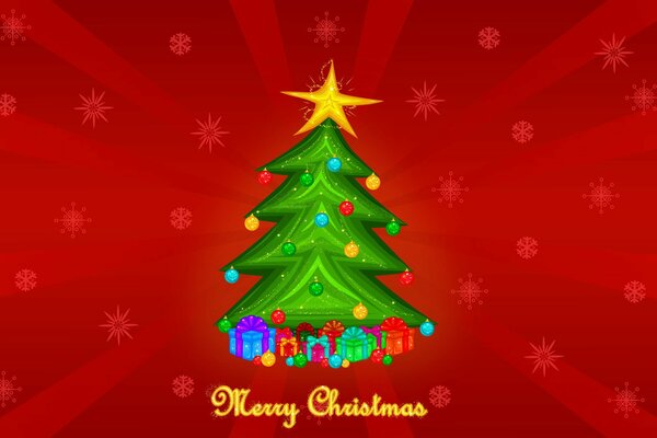 Grußkarte mit Weihnachtsbaum für frohe Weihnachten