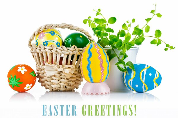 Korb mit Osterfarben