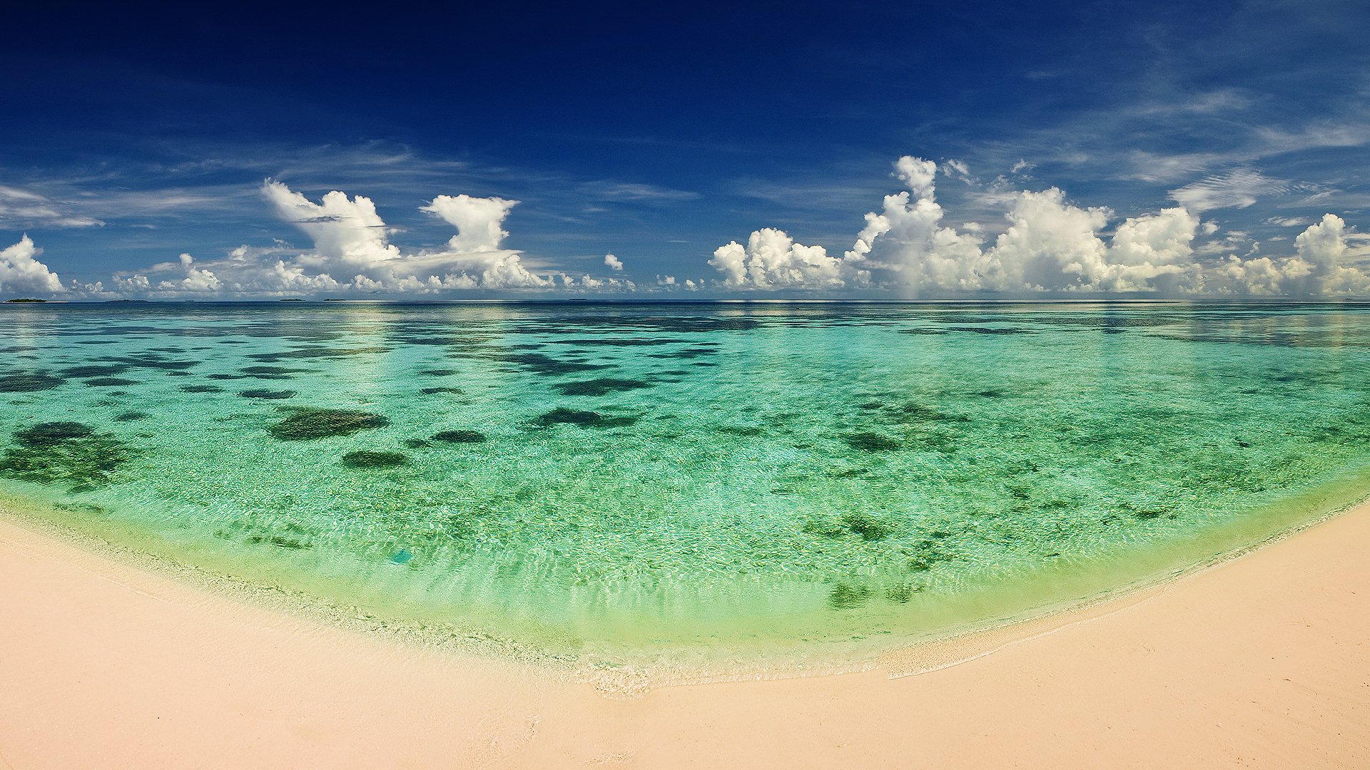 meer ozean warm strand sand wasser transparenz himmel wolken