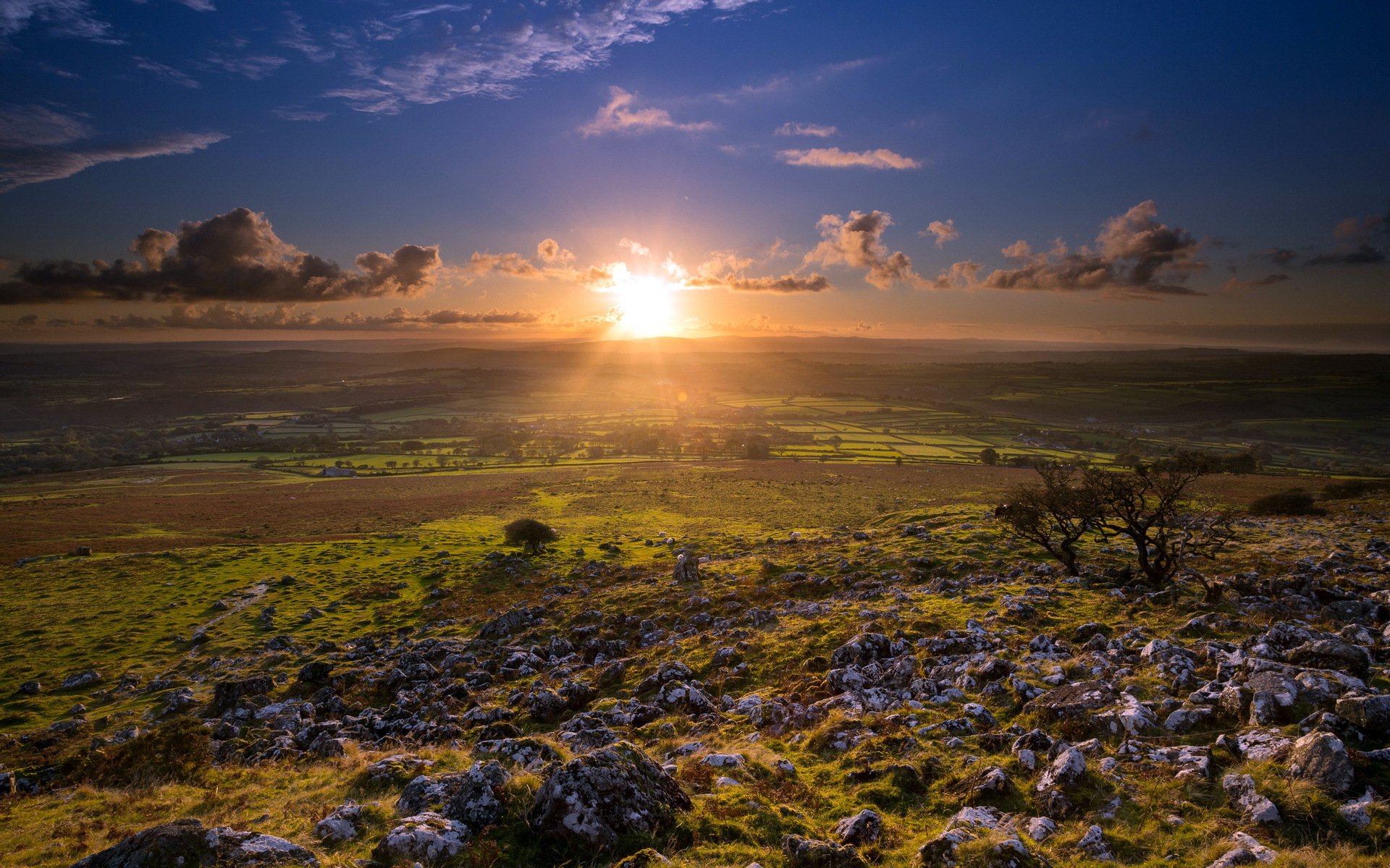 england merrivale feld sonnenuntergang landschaft