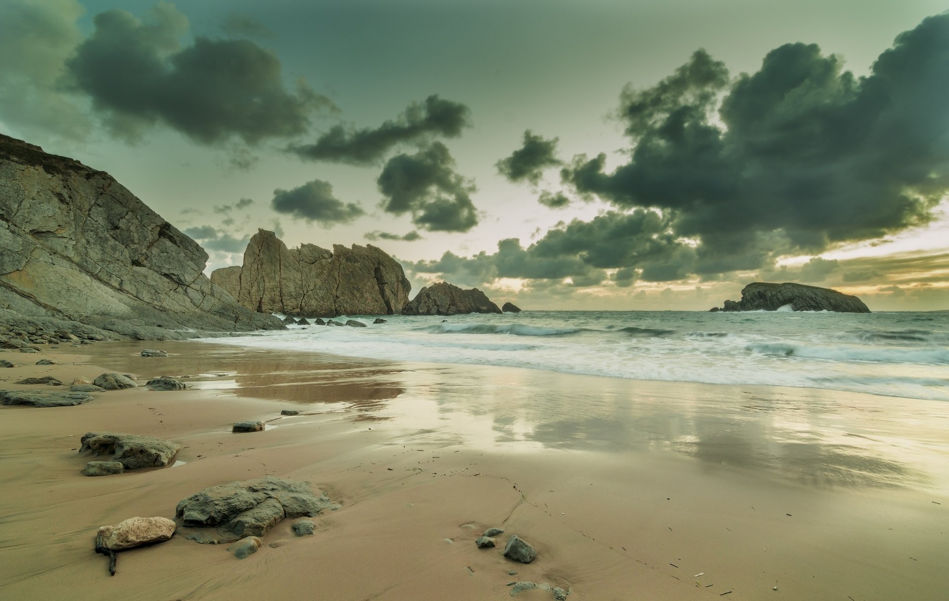 strand himmel wolken natur landschaft wasser meer ozean felsen