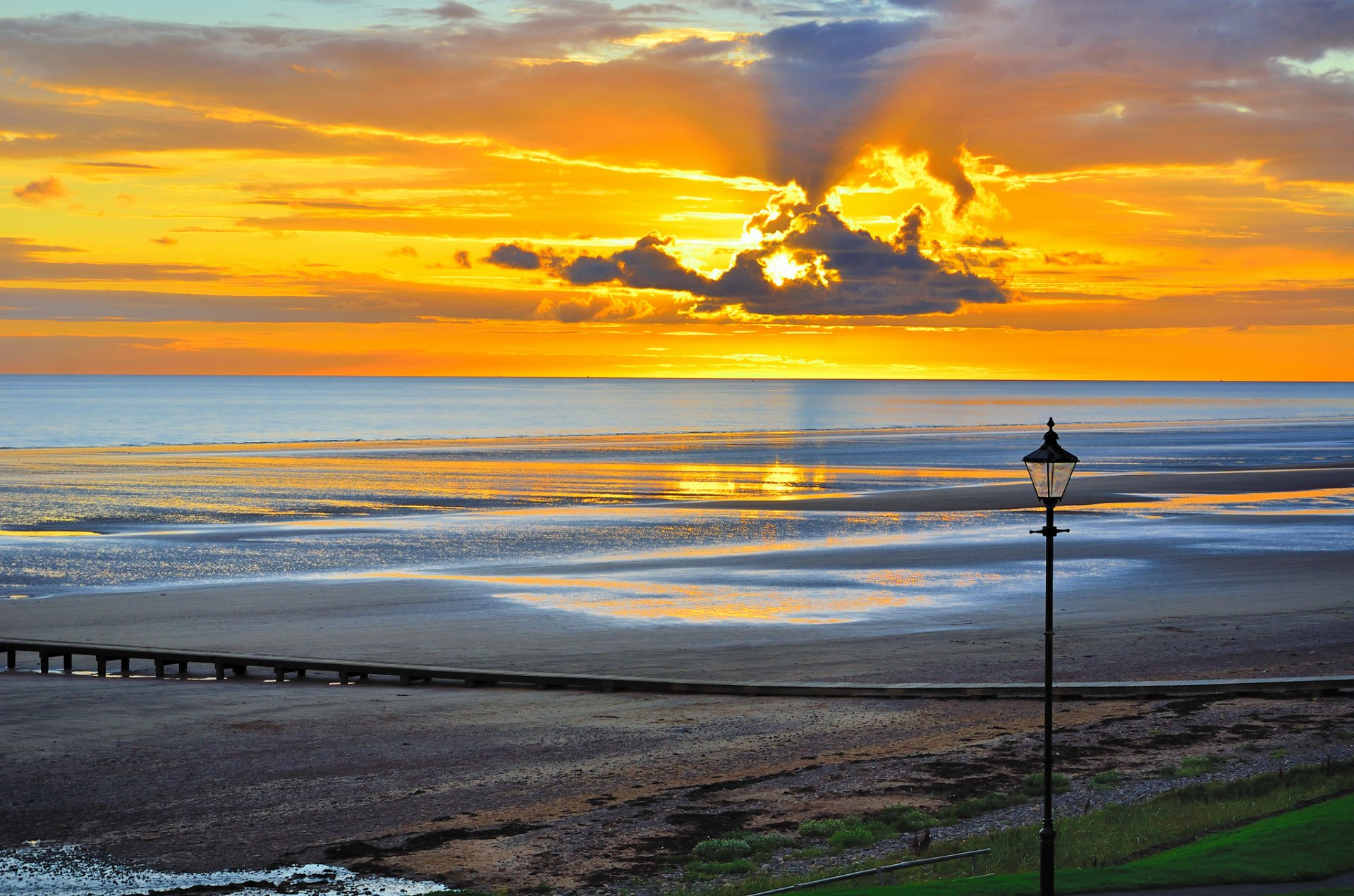 strand meer ruhe dämmerung laterne
