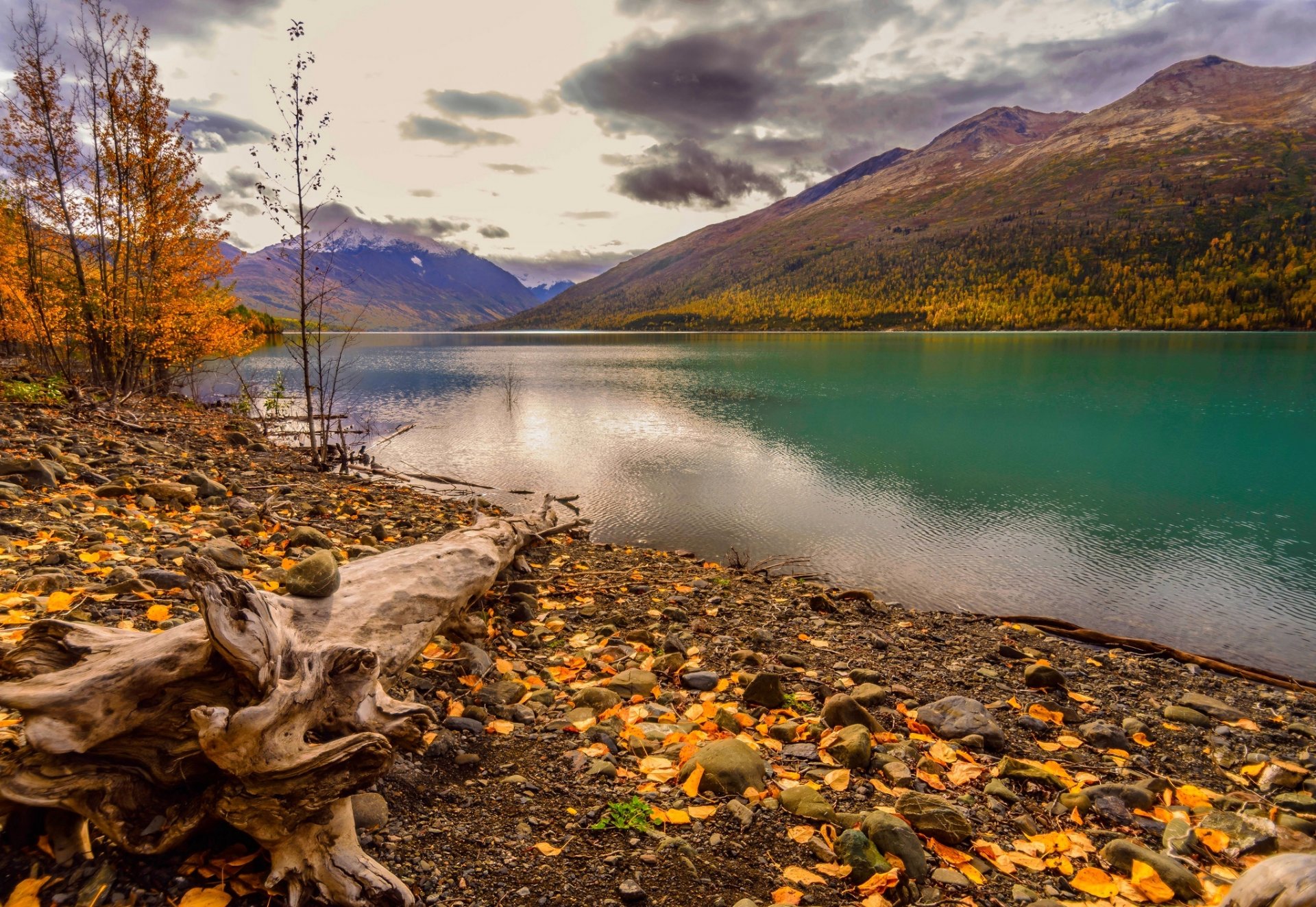 natur berge himmel wolken fluss wasser wald park bäume blätter bunt herbst herbst farben zu fuß
